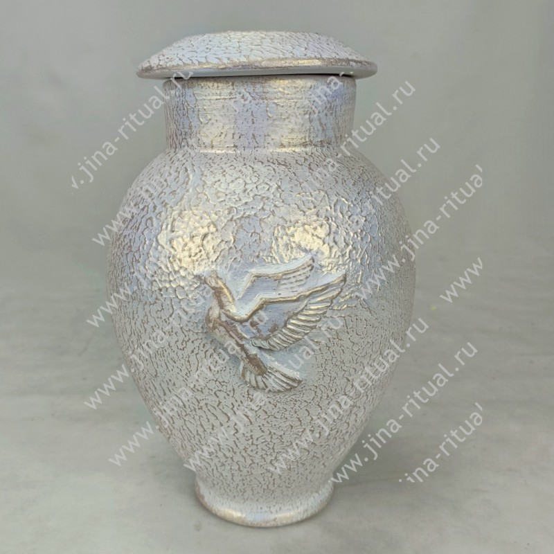 Урна для праха керамика гончарная "Бутон Голубь"